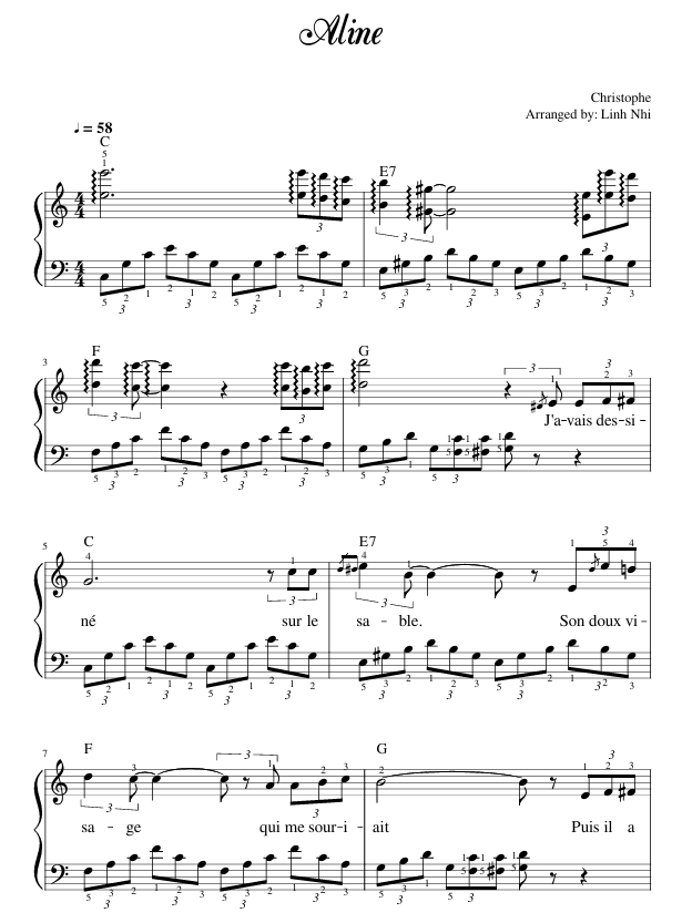 Aline - Piano Sheet 1 screenshot 1751626979 5
