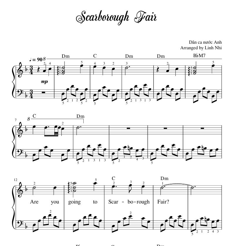 Scarborough Fair - Piano Sheet 1 screenshot 1758081805