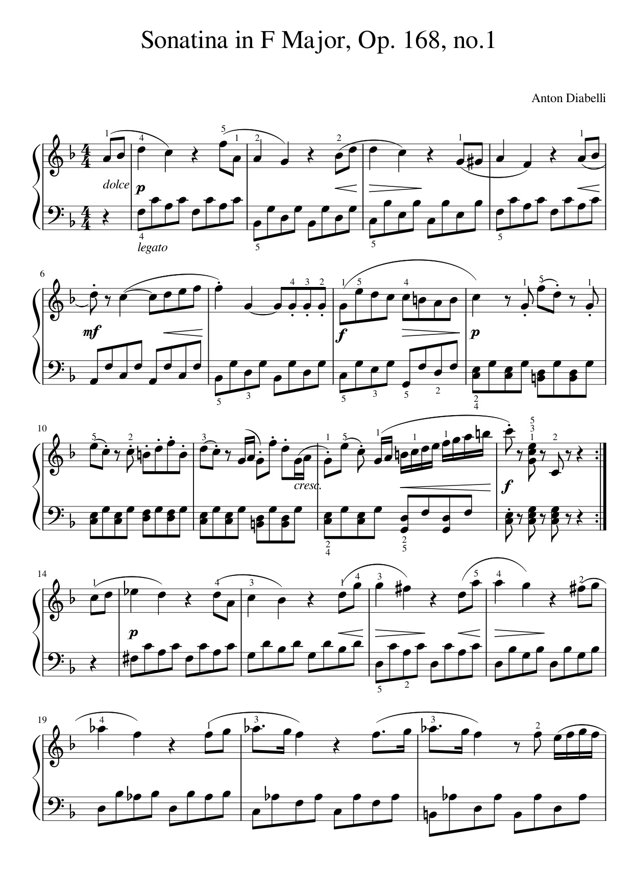 DIABELLI Sonatina in F Major thumb 1