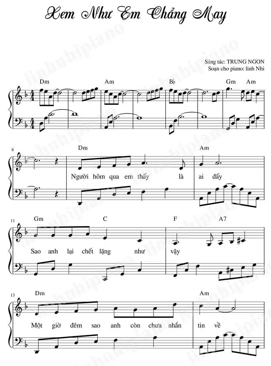 Xem Như Em Chẳng May - Easy level 1 Xem nhu em change may